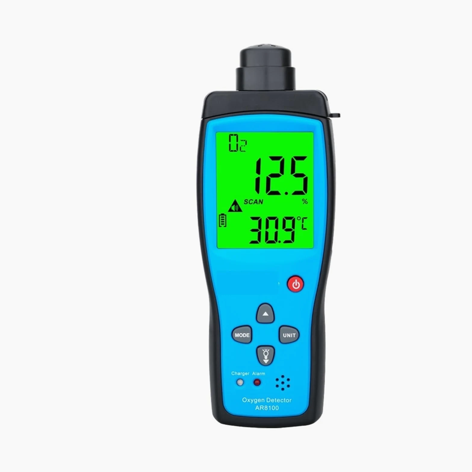 Monitor del rilevatore di gas Misuratore di ossigeno digitale con sensore intelligente Rilevatore di gas O2 Allarme luce sonora Misuratore di qualità 'aria del monitor del gas con display LCD della te