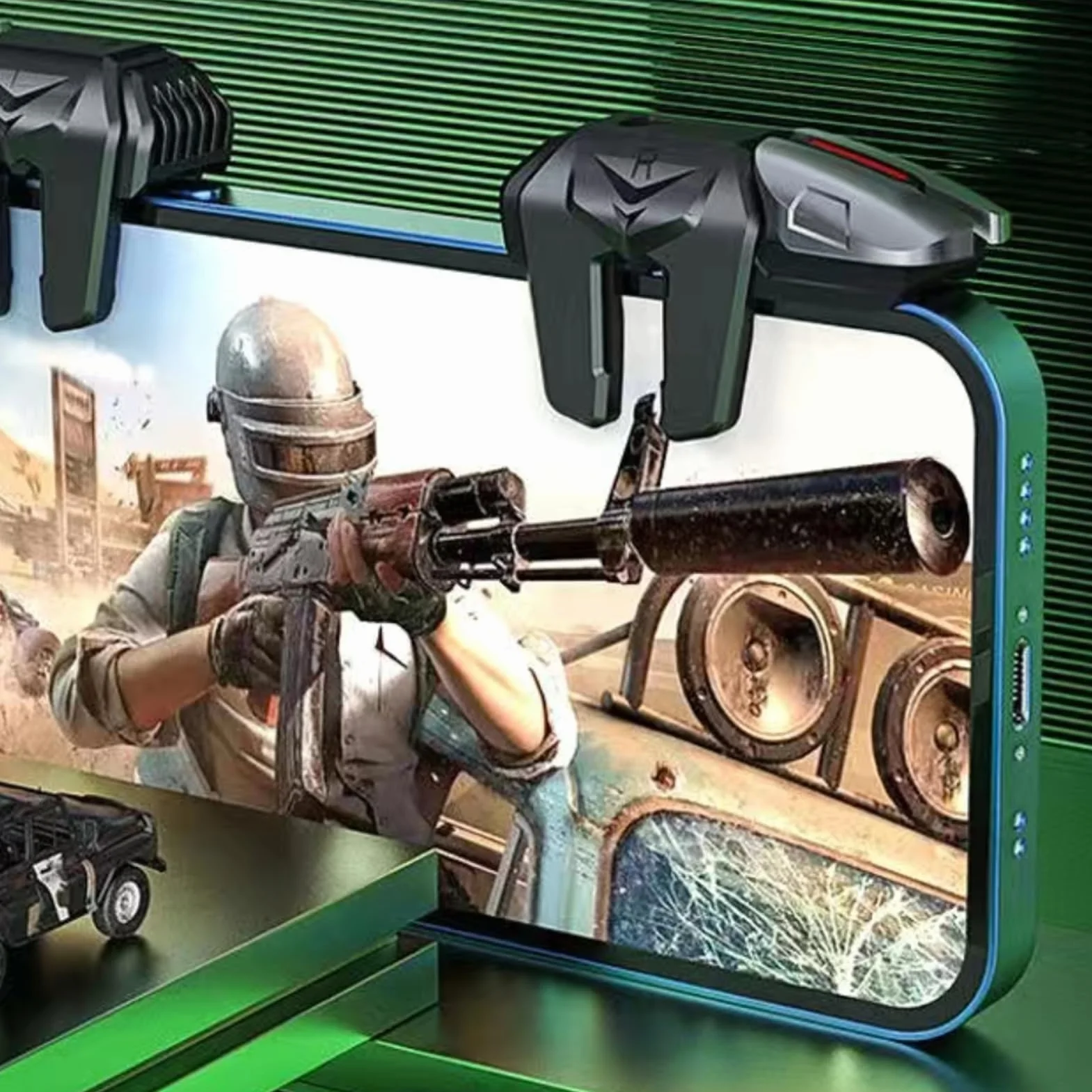 PUBG Triggers 6 Dita Joystick Controller 6 Dita Joystick Android e iPhone, Sensibilità Alta, Protezione Schermo - Compatibile con PUBG Mobile, Fortnite, Call of Duty - Nero