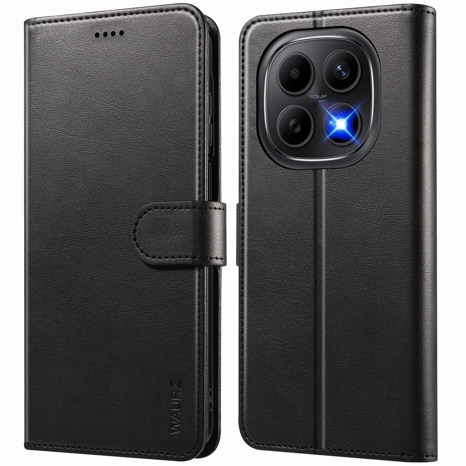 Cover per Xiaomi Redmi Note 15 4G/5G, Custodia in Pelle a Libro con Portafoglio Porta Carte Magnetica Supporto Cuoio Flip Case Cover Libretto Antiurto,Nero