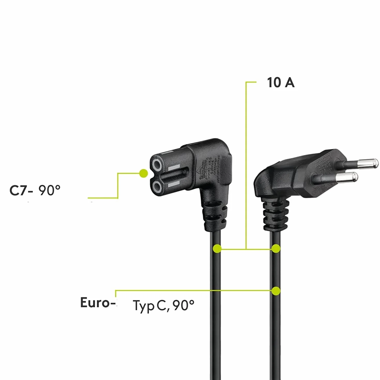 CABLEPELADO - Cavo di Alimentazione IEC-320 a Gomito C7, Sezione 0,75 mm², Compatibile Con Samsung, Philips, LG, Sony Sharp, Panasonic, TV LED, Sky High Tech, PS4, Nero, 75 cm