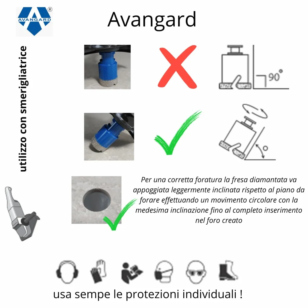 AVANGARD Svasatore diamantato 45 mm Fresa conica per gres porcellanato marmo granito