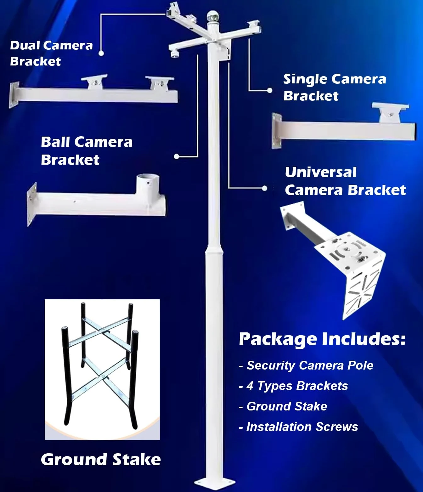 Staffa Telecamera Esterna Palo Alto per Telecamera di Sorveglianza Esterna, Supporto per Palo per Telecamera di Sicurezza, Staffa Universale per Telecamera di Sicurezza(4.5m (14.8ft))