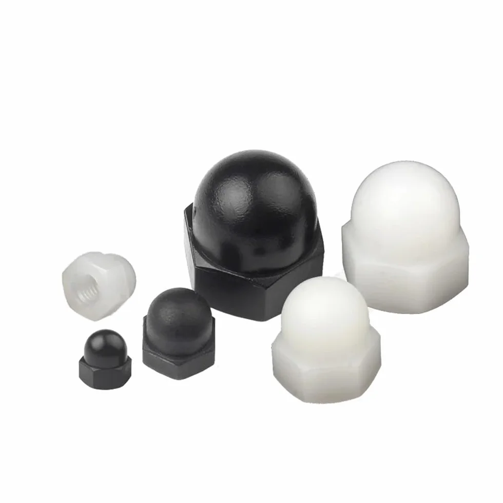 Nylon Ghianda Tappo A Cupola Dadi Plastica Esagonale M3-M20 Nero M6 20pcs