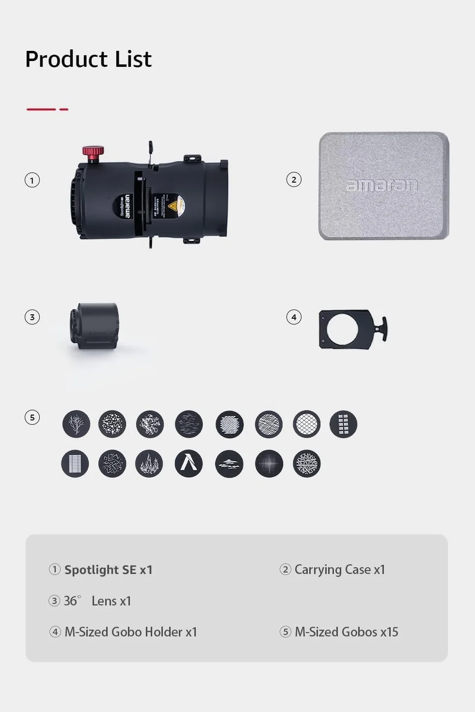 Amaran Spotlight SE Kit di proiezione di precisione a 36° per Amaran 300c, 150c, 200X S, LS 300x, compatibile con Bowens Mount Light fino a 300 W