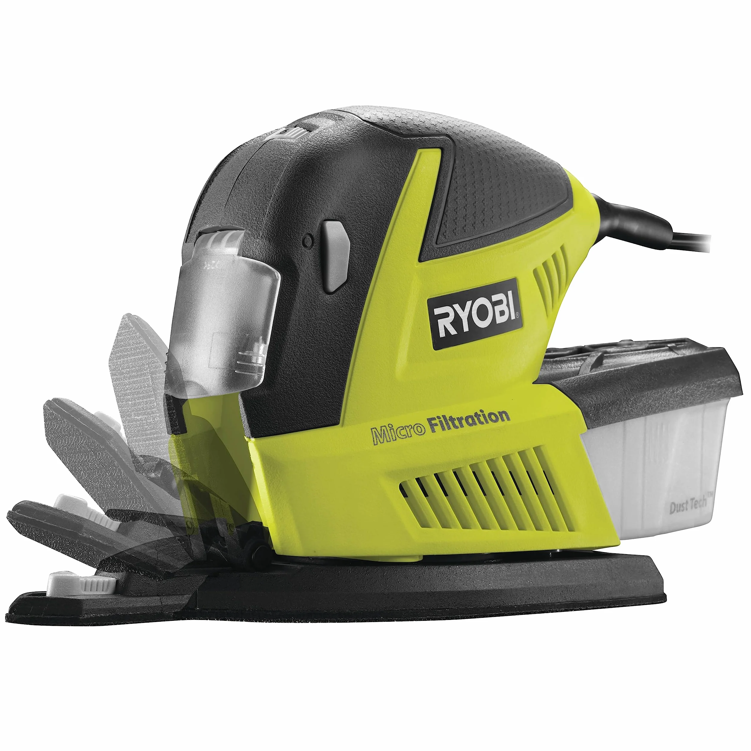 Ryobi Levigatrice Multifunzione a Filo 180W, Platorelli Intercambiabili Delta e Orbitale, 12.000 oscill./min, 30 Accessori