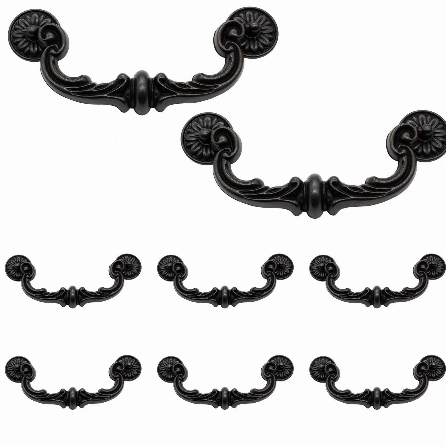 Biaungdo 8 maniglie centrali da 151 mm/6 fori, in lega di zinco, stile rustico, stile vintage a discesa su cauzione per cassetto, maniglie antiche per cucina, armadio (lunghezza totale 18,5 cm)