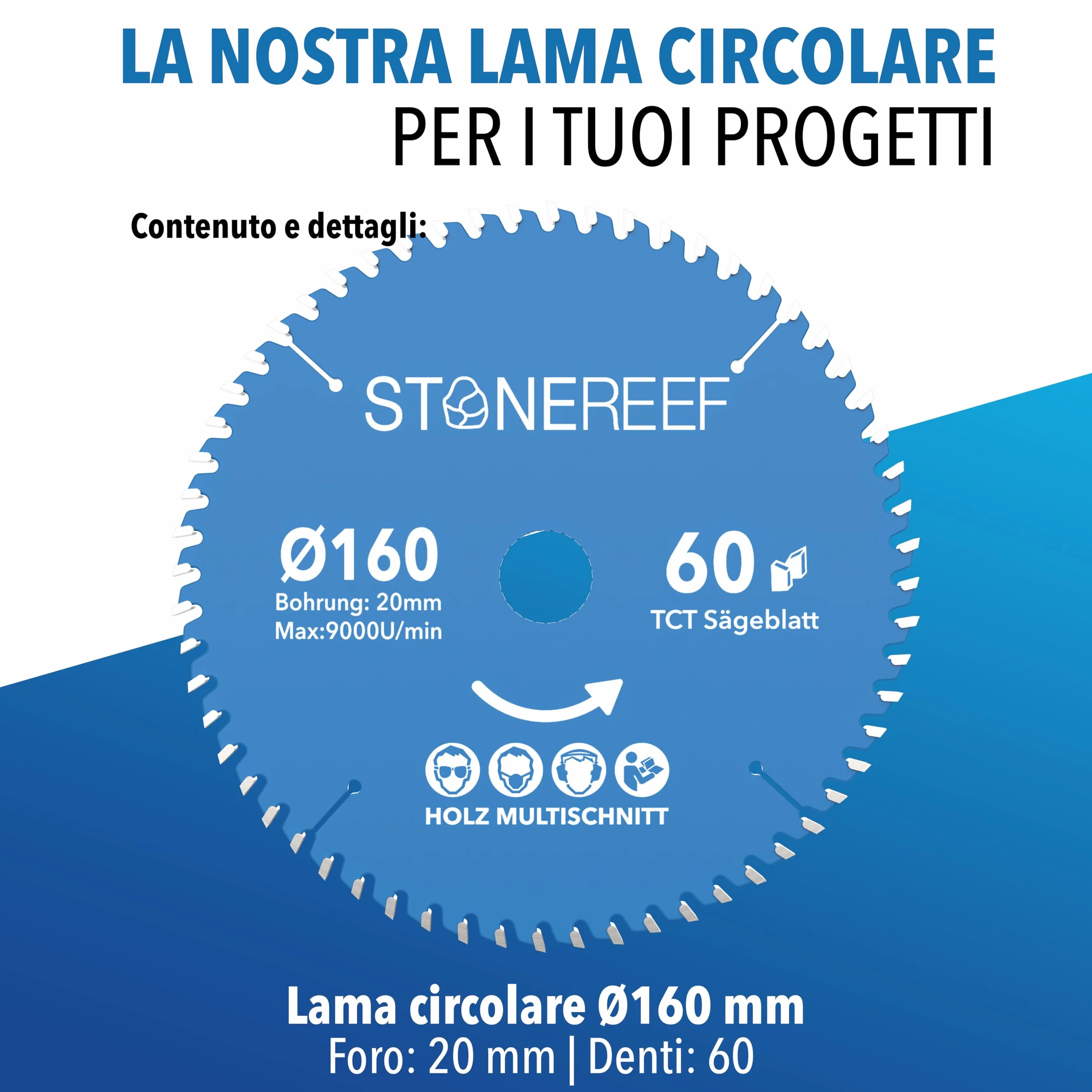 Lama per sega circolare 160x20 cm compatibile Bosch legno metallo alluminio