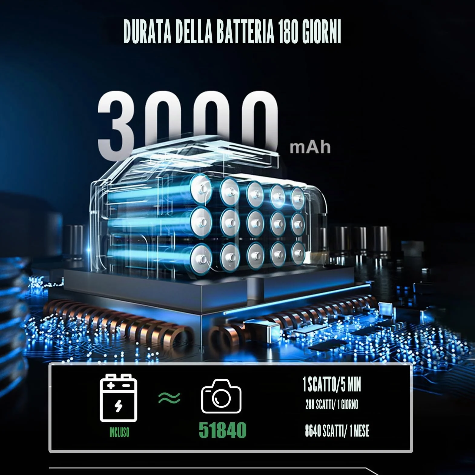 Fotocamera Time Lapse 4K per Edilizia, 32 MP, Autonomia 180 Giorni, Sensore a Luce Stellare, Impermeabile IP66, con Schermo LCD da 2,0 Pollici (512 GB), per Crescita Piante/Astrofotografia/Cucina