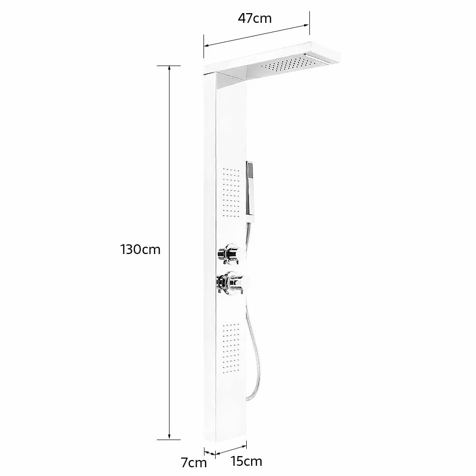 Pannello Colonna Doccia,Doccia a Pioggia in Acciaio Inox, Pannello Doccia con Doccetta 15 * 47 * 130 cm (Argento specchio)