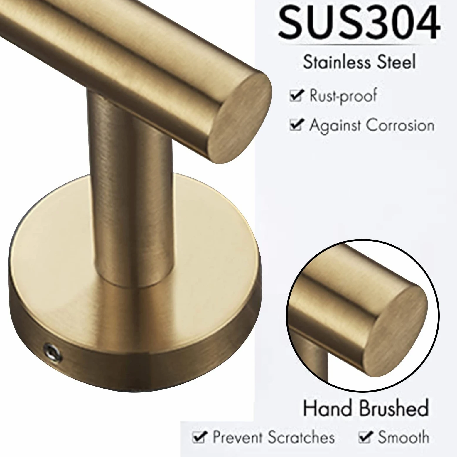 Portasciugamani in acciaio inox SUS304, 30 cm, per bagno e cucina, finitura spazzolata, 60 cm, design moderno salvaspazio ed elegante