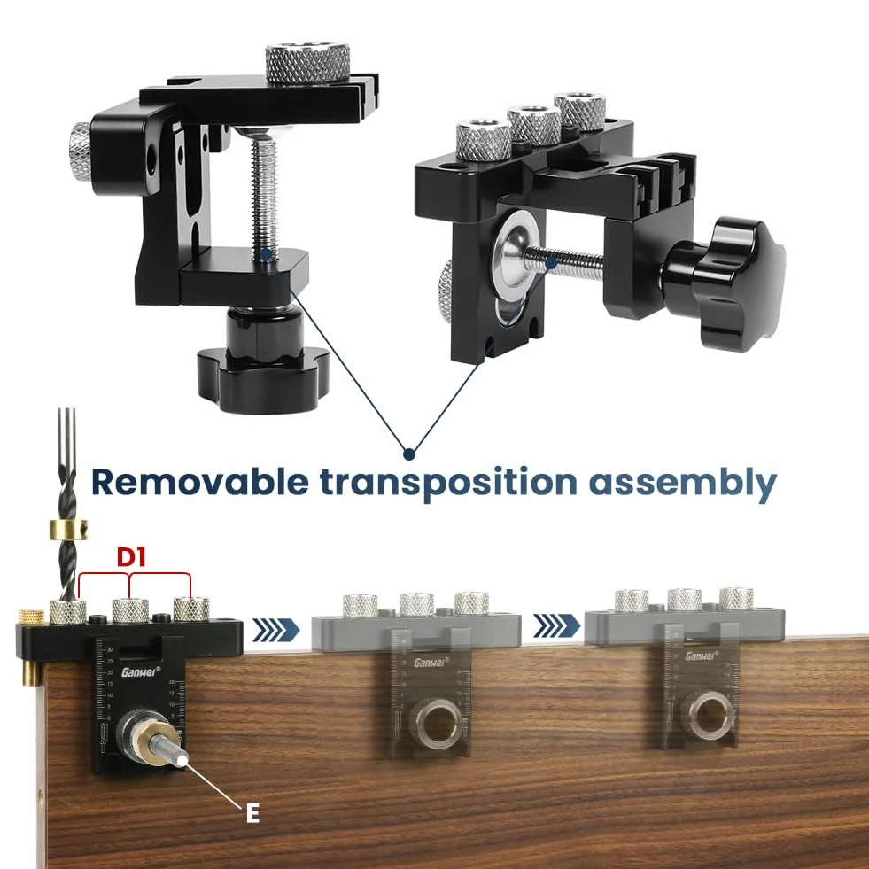 Flintronic Dima per Spinatura Legno 8/10/15 MM, 3 in 1 Dima per Fori a Tasca, con Clip di Posizionamento