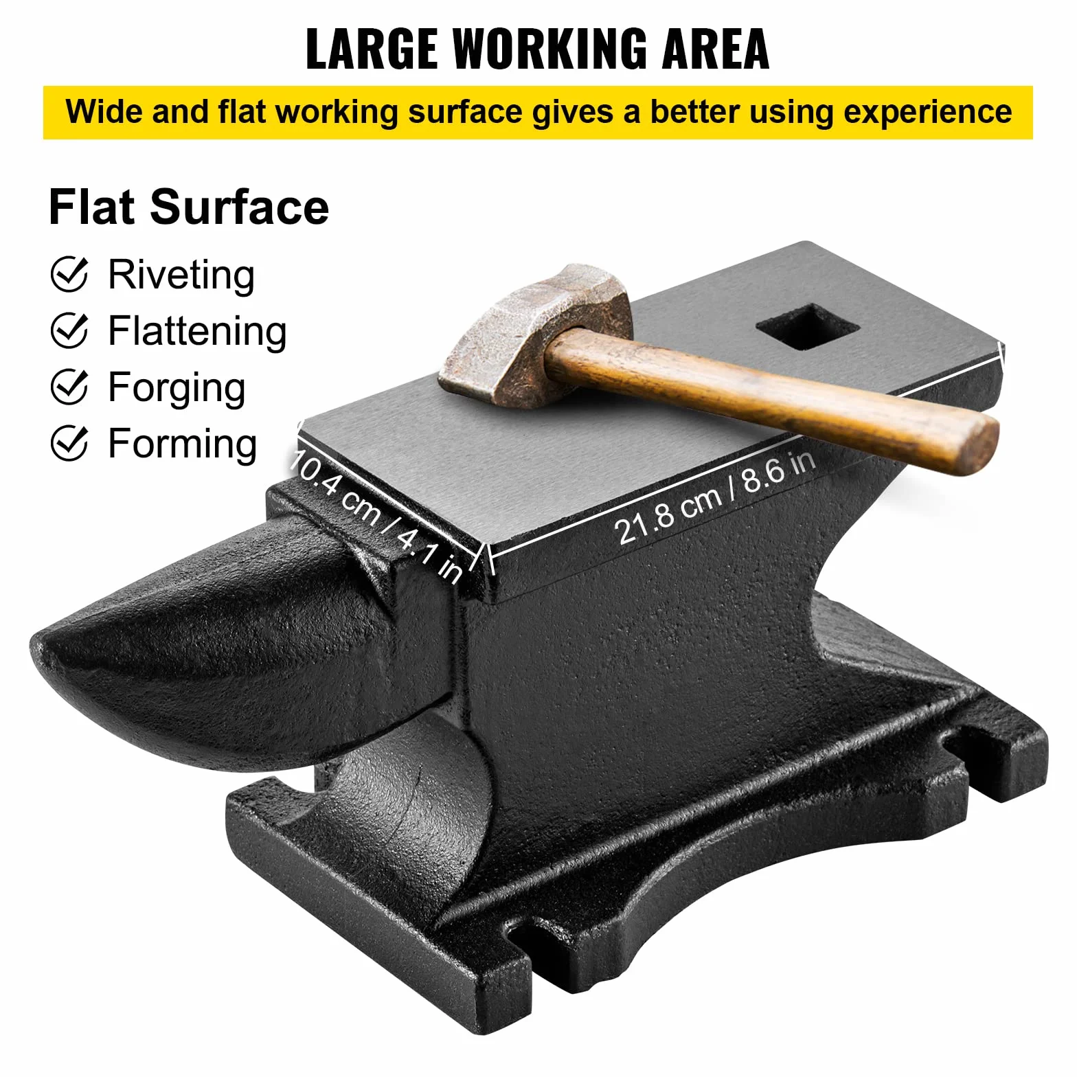 VEVOR Incudine in ghisa 45,4 kg piano di lavoro 26,4 x 12,7 cm fabbro rotonda alta durezza
