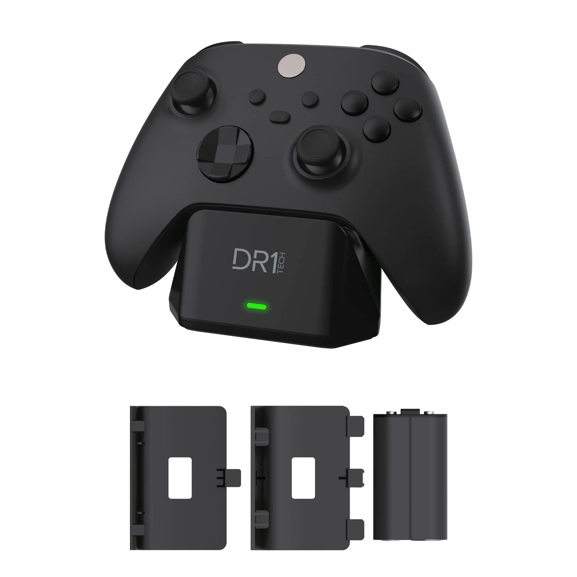 DR1TECH PowerSetX Stazione di Ricarica Rapida per Controller XBOX One X/S, Series X/S + Batteria 1200 mAh - Accessori per XBOX (Controller NON Incluso) [Amazon Exclusive]