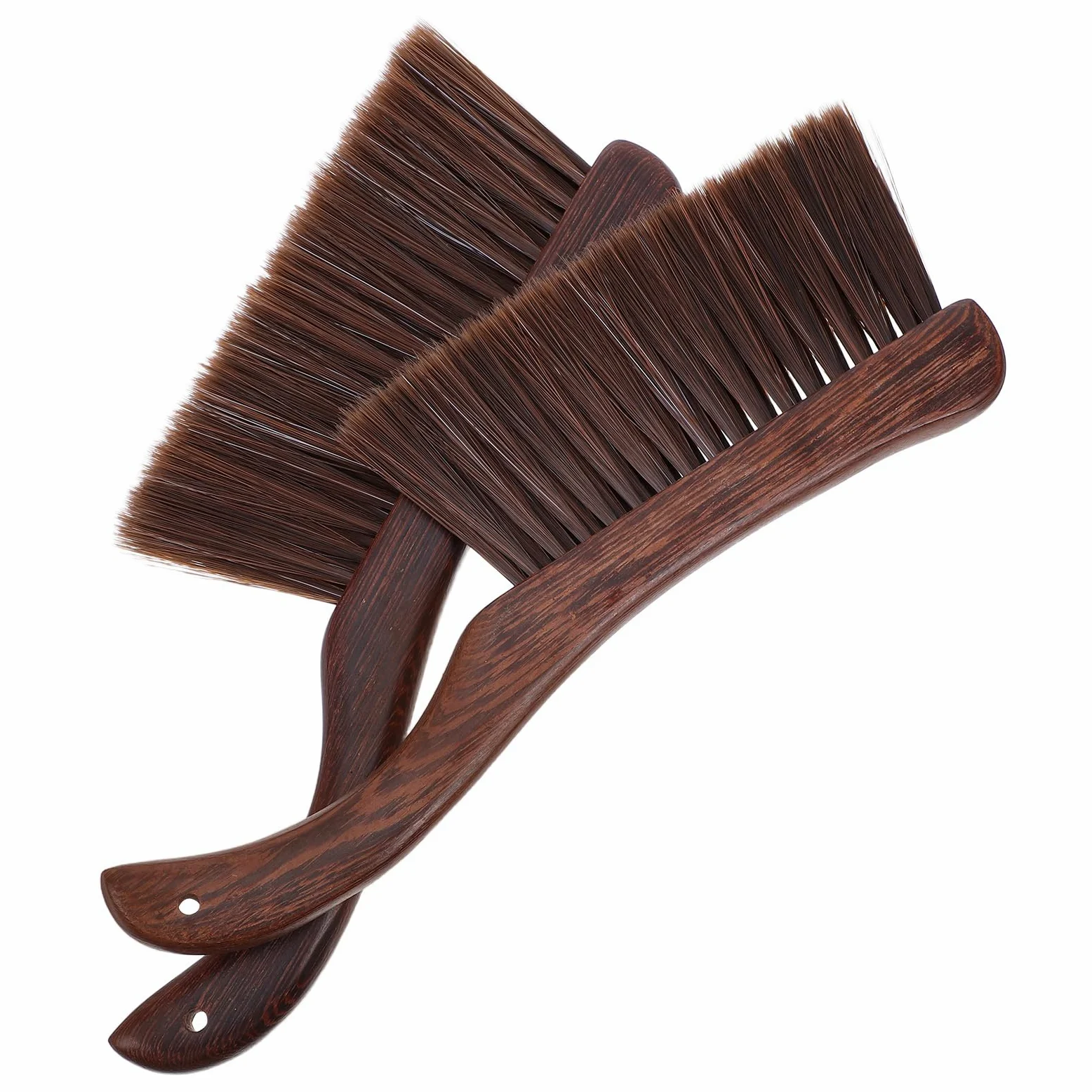 Set 2 Spazzole per Stufa a Legna Manico in Legno di Wengé, Spazzola per Cenere e Polvere, Strumenti la Pulizia del Braciere, Adatte per Cucina a Legna e Caminetto