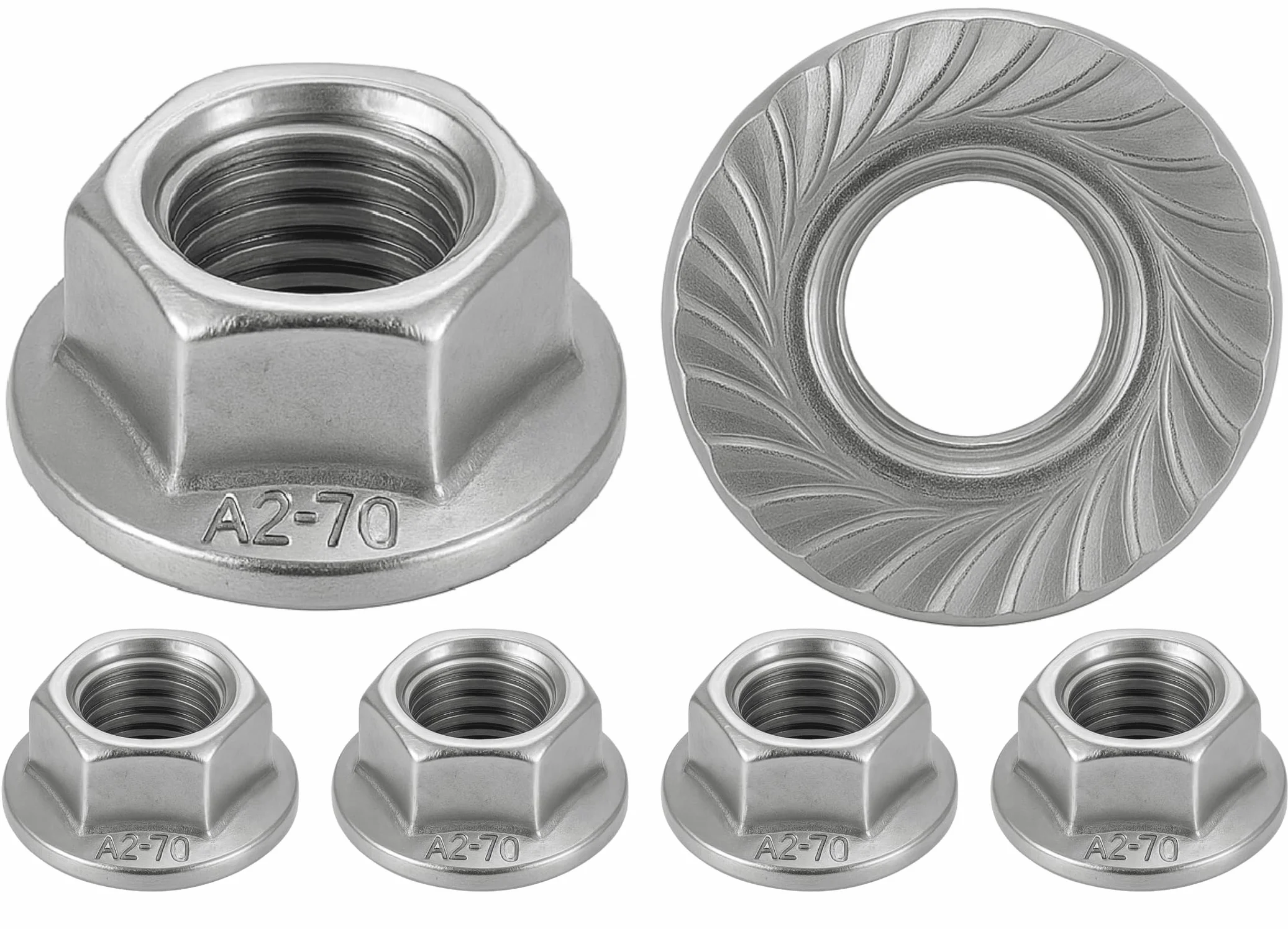 Dado in acciaio inox M8 autobloccante esagonale DIN 6923 ISO 4161 A2 V2A 304 set 100 pezzi