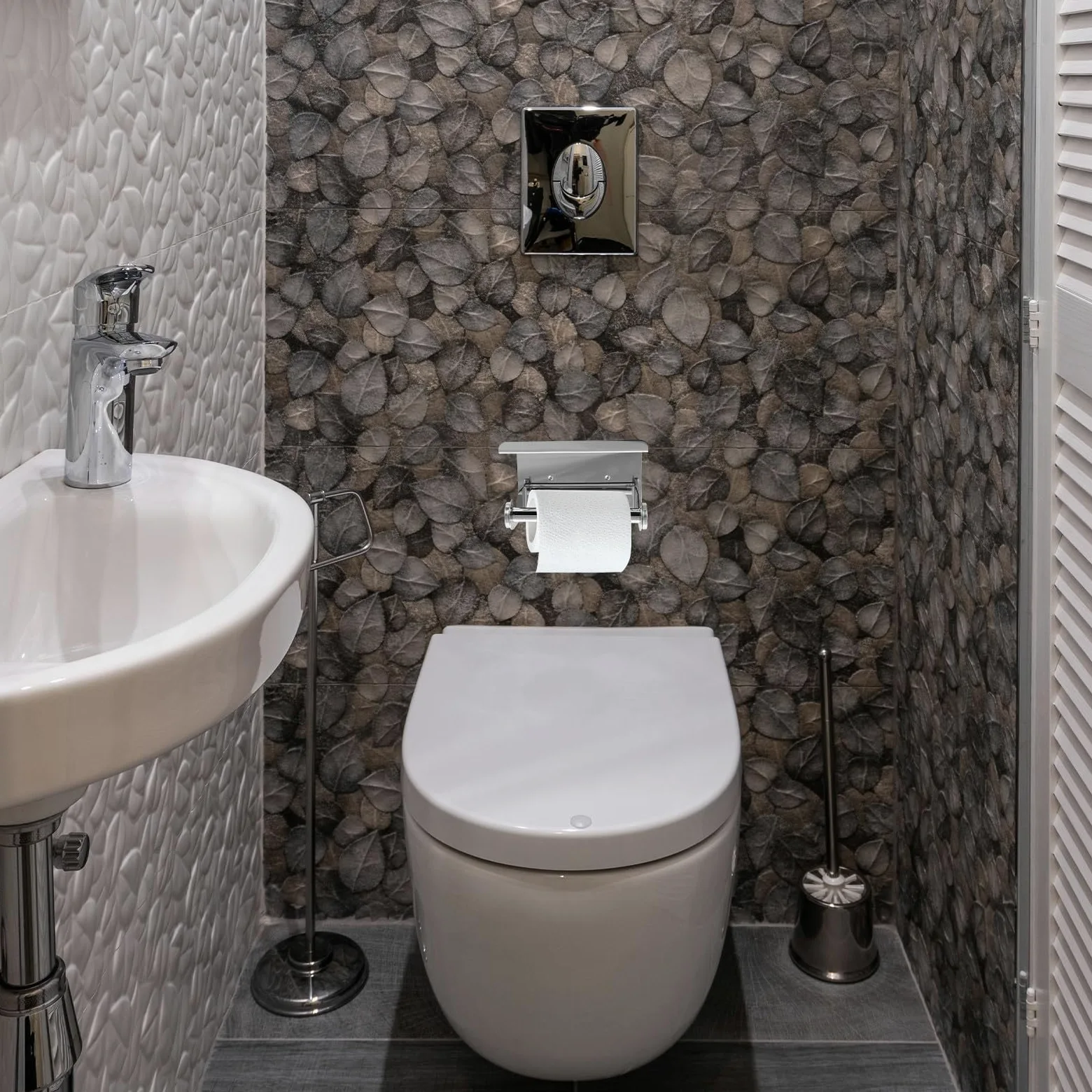 Portarotolo da Bagno in Acciaio Inox 304 con Ripiano | Montaggio a Parete, Finitura Argento, Uso per Hotel e Bagno di Casa, Struttura Anti-ruggine