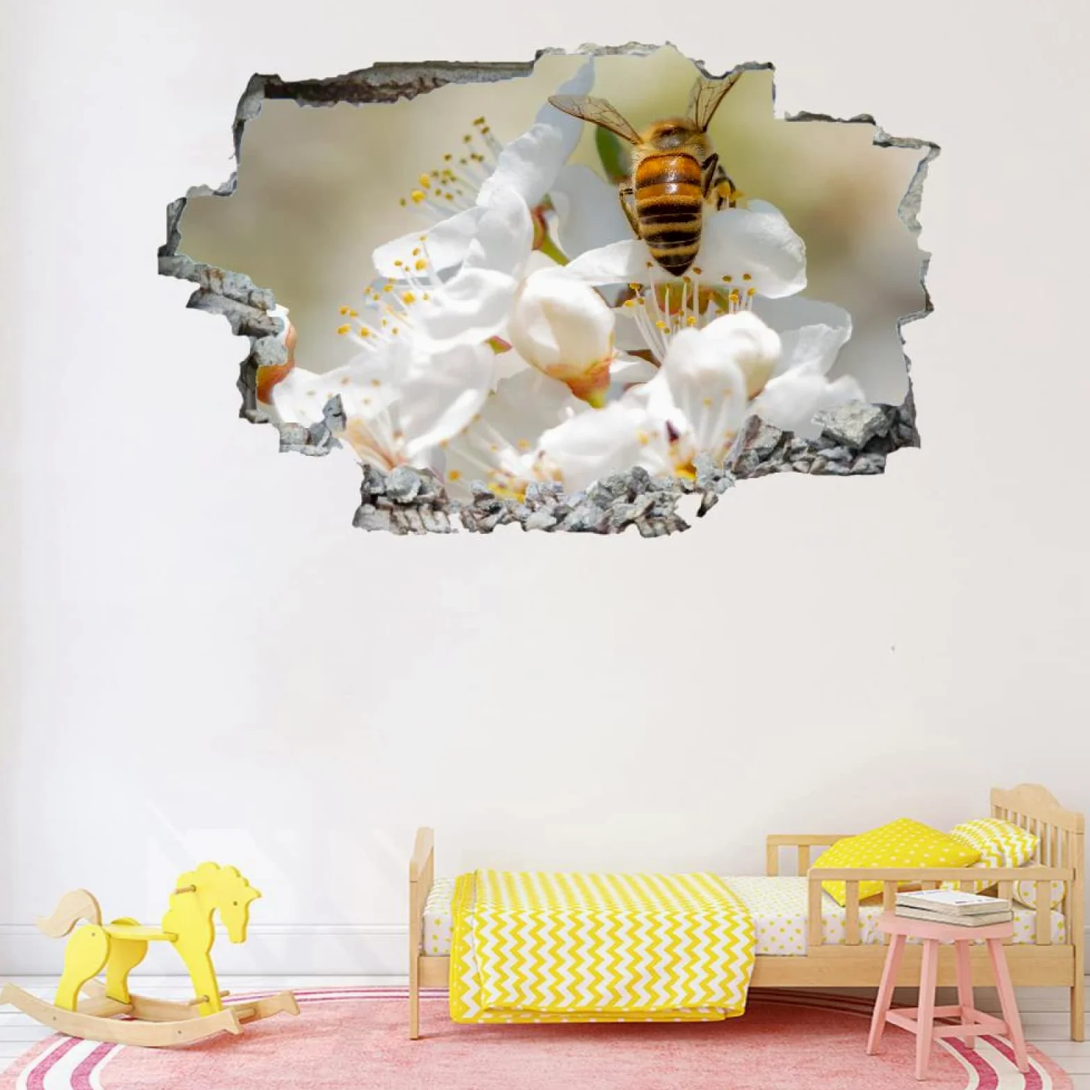 Decorazione Da Parete 3D, Fiori Stanza Delle Autoadesivo Della Parete Smontabile Api Decalcomanie Per Camera Da Letto Per Bambini Nursery Decorazioni Per Matrimoni Regalo 80x120cm