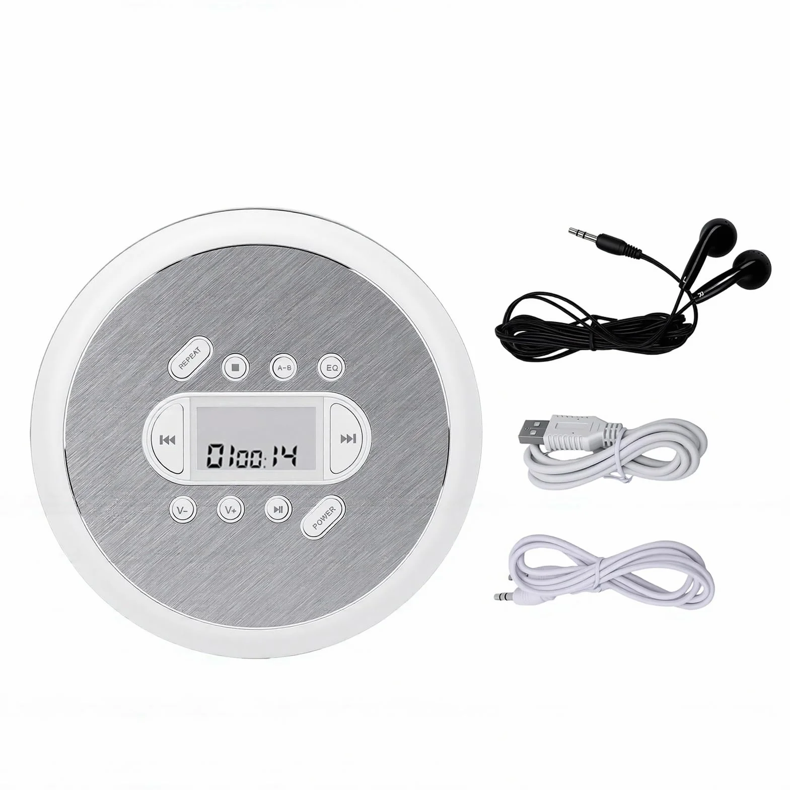 Tangxi Lettore CD Portatile con Cuffie, Lettore CD Portatile per Auto con Funzione di Ripetizione Protezione Anti Salto, Cavo AUX, per Sport Domestici All'aperto