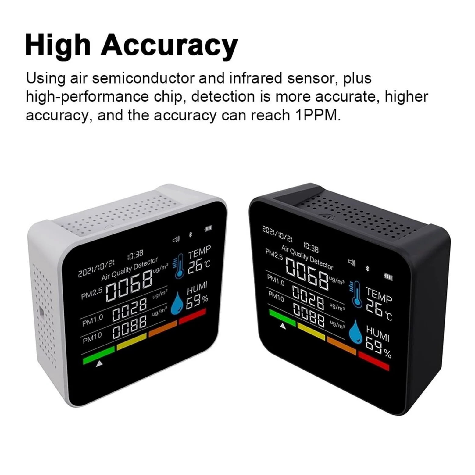 9in1 Misuratore di qualità 'aria CO2 Rilevatore anidride carbonica TVOC HCHO PM2.5 PM1.0 PM10 Tester umidità della temperatura Per cucina e camper