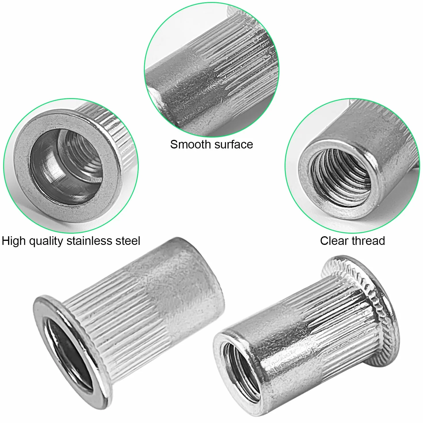 Rivetti Filettati M8 Acciaio Inossidabile 10 mm Inserti Ciechi per Metallo e Plastica 100 Pezzi