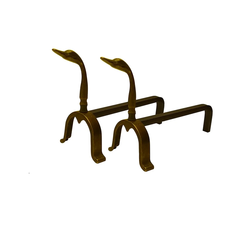 COPPIA ALARI CAMINO BRUCIALEGNA OTTONE BRUNITO ART.2150B