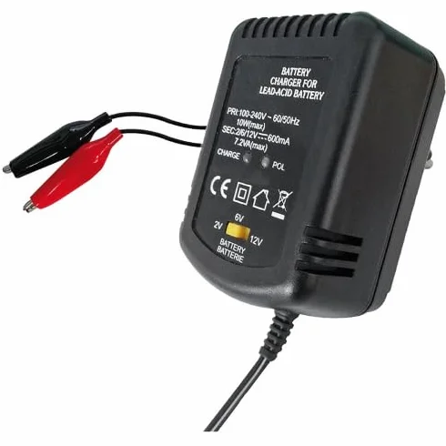 CARICA BATTERIE BATTERIA AL PIOMBO 2V 6V 12V 600mAH STABILIZZATO LED DI STATO
