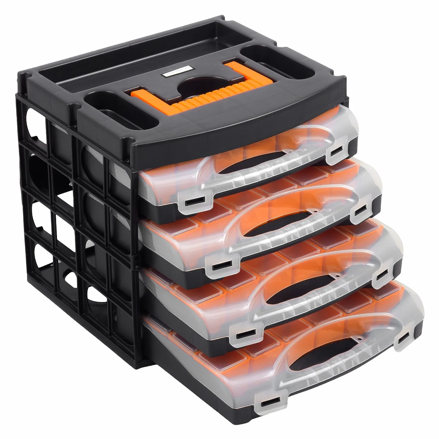 ALUTEC Valigetta a Scomparti 56100 - Cassetta Porta Minuteria con 4 Scatole Professionali 300 Scomparti