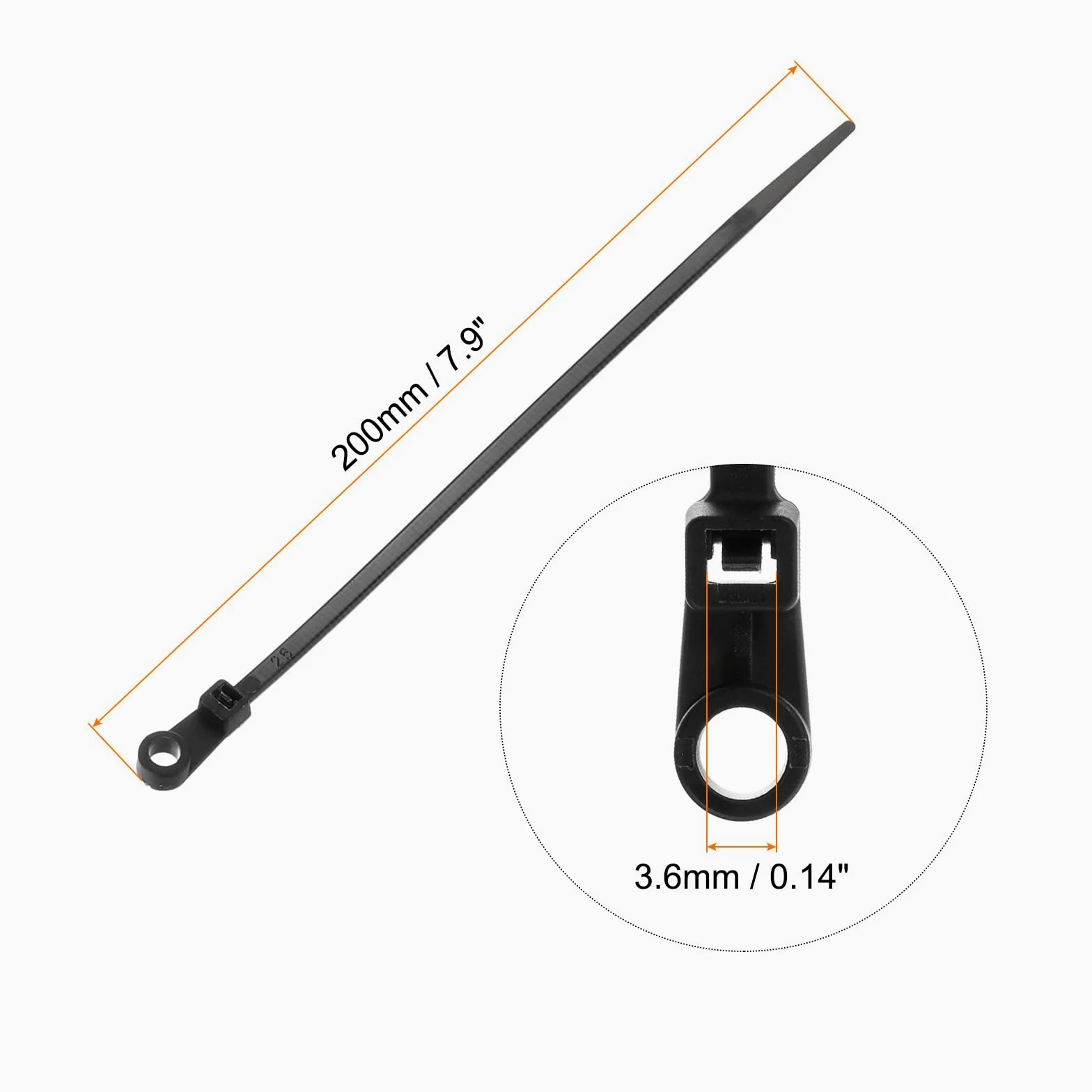 QUARKZMAN 500pz 200mm/8" 40 Lbs Montaggio Testa Cavo Cerniera Fascette Autobloccante Lungo Nylon Cavo Fascetta 3,6mm/0,14" Fascette per Cavi Gestione Nero