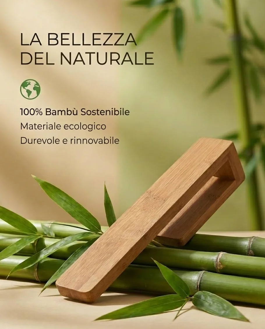 Porta Asciugamani Bagno Bambù Naturale 30cm Adesivo Extra Forte Resistente all'Umidità
