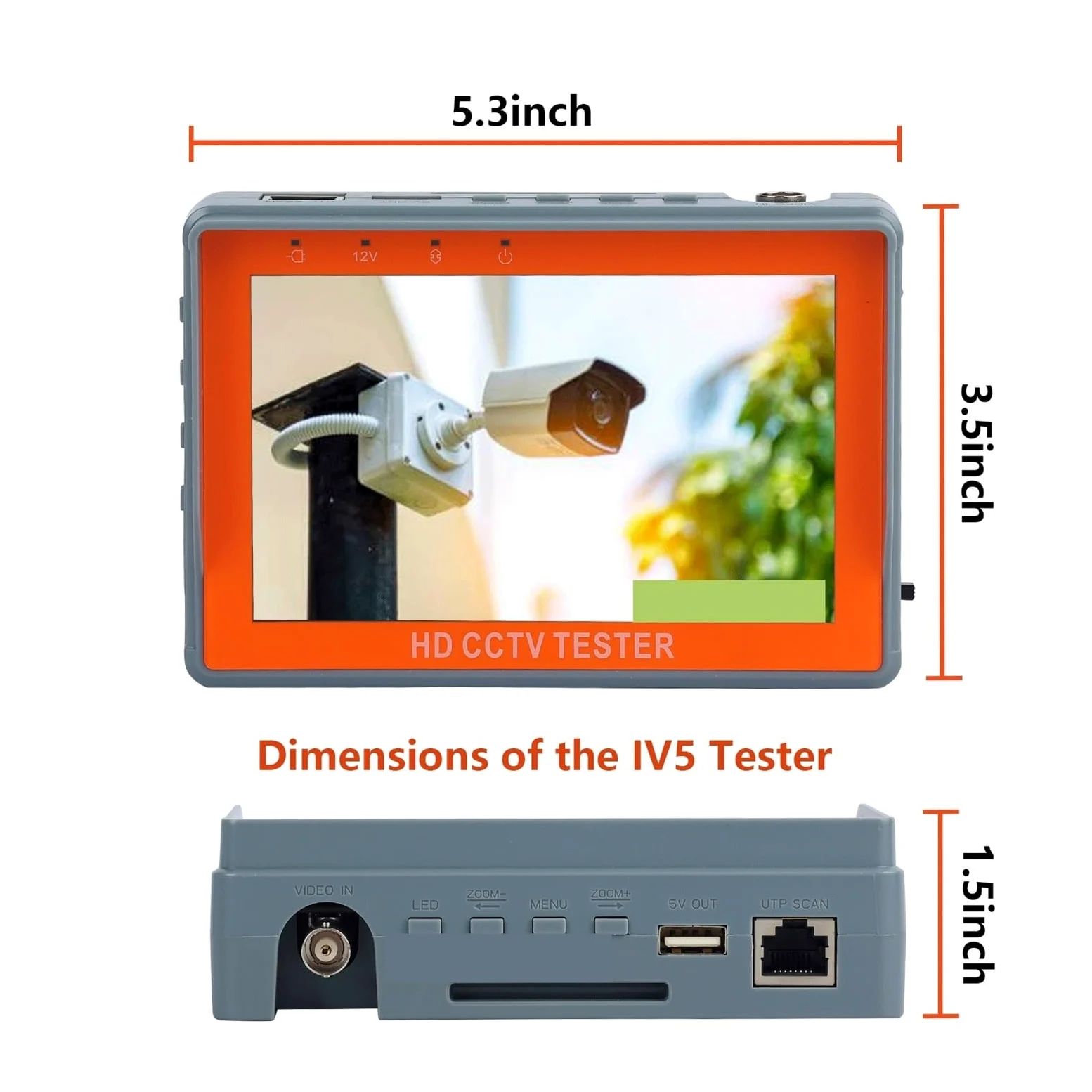 CCTV Tester IV5 8MP 12V1A AHD TVI CVI 5 ''Monitor di Sicurezza PTZ Supporto Pal/NTSC Segnale Video CVBS Test Tester CCTV Portatile