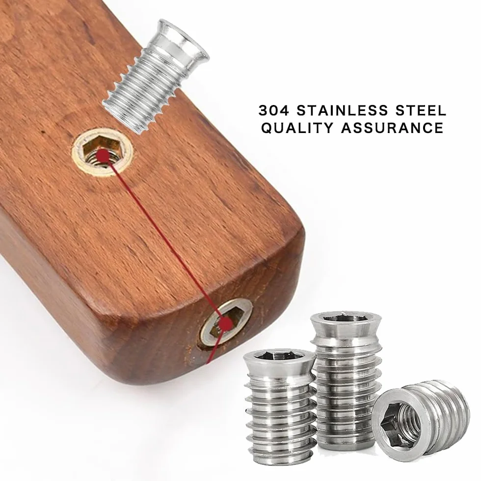 30 PCS M5 boccole filettate per Legno Viti de Acero al carbono Hexagonal de accionamiento de tuercas de inserción roscadas para bussole per Legno Inserto Filettato Esagonale