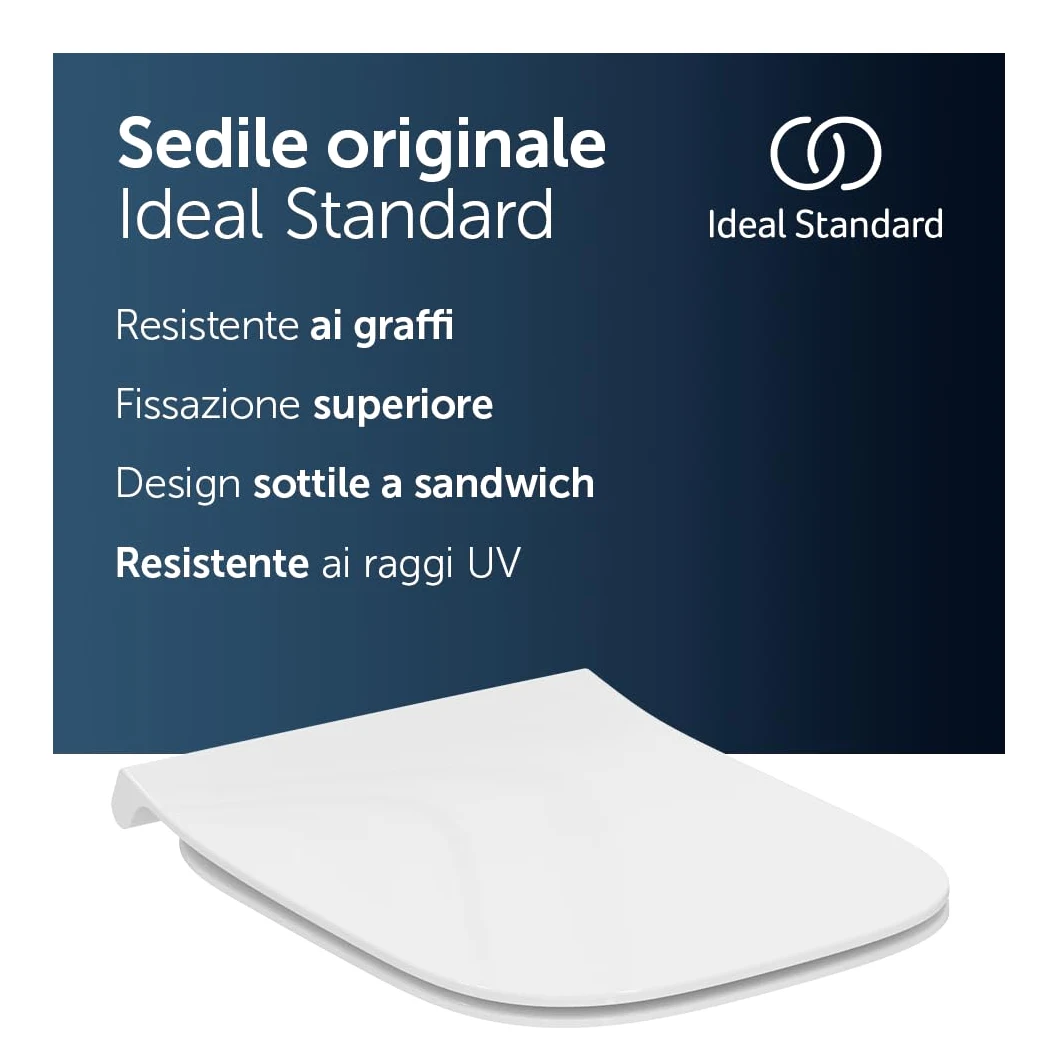 Ideal Standard i.life A sedile per WC, sottile, angolare – Bianco (Alpin)