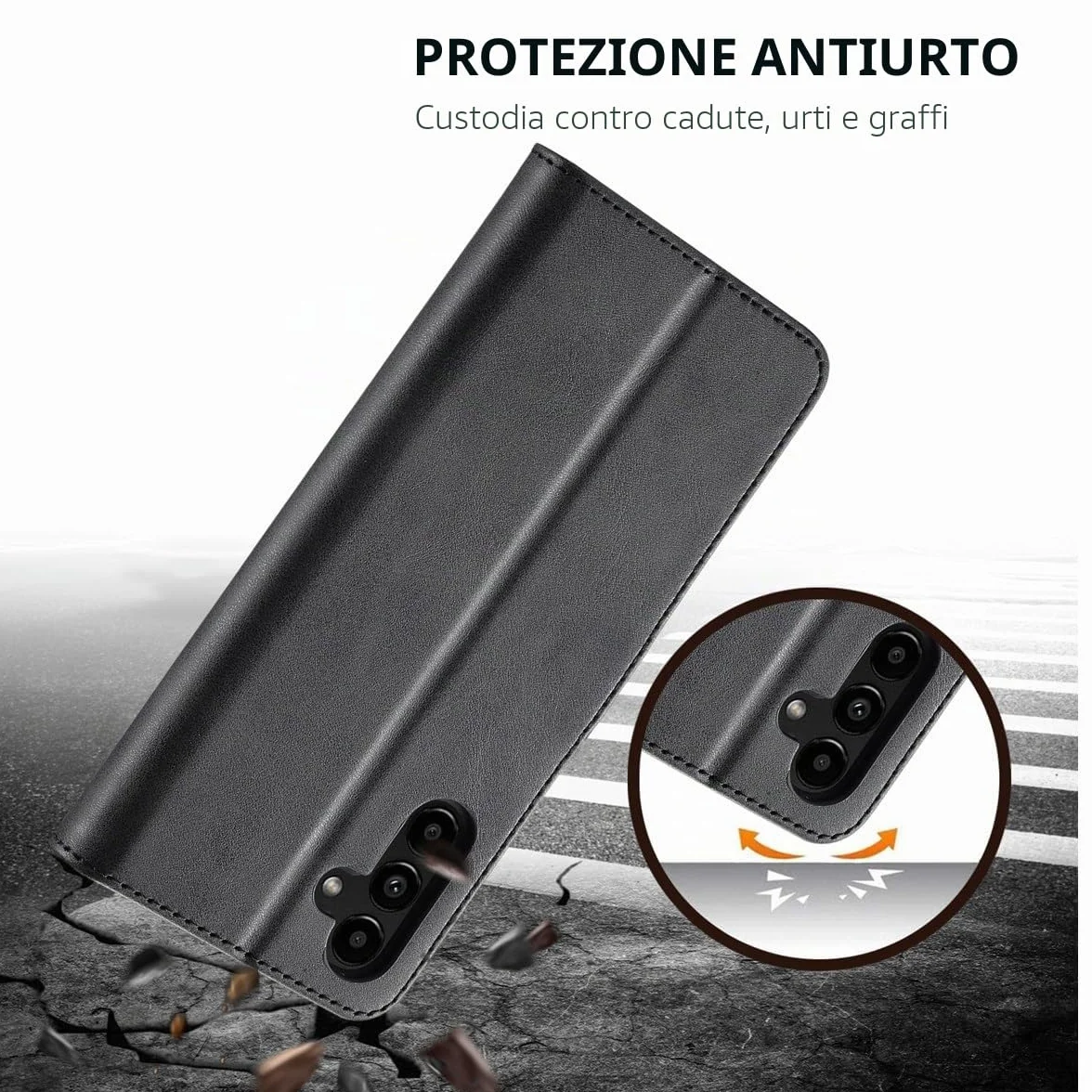 Cover per Samsung Galaxy A14 5G / A14 4G, Custodia Cover Pelle Libro Portafoglio con Porta Carte Magnetica Protezione Flip Cuoio Antiurto Case Custodia Cover per Samsung Galaxy A14 5G/4G,Nero