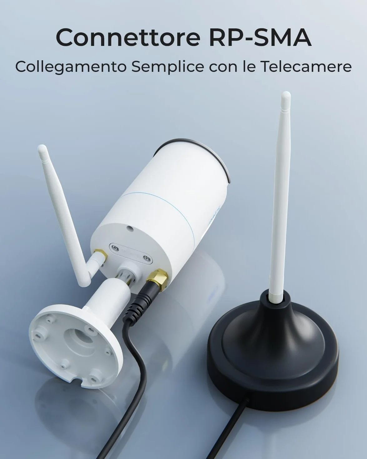 Reolink Cavo Antenna Extension WiFi con Connettore RP-SMA, Maschio a Femmina, Base con Supporto Magnetico, 3m, per Telecamere WiFi Antenne Esterne