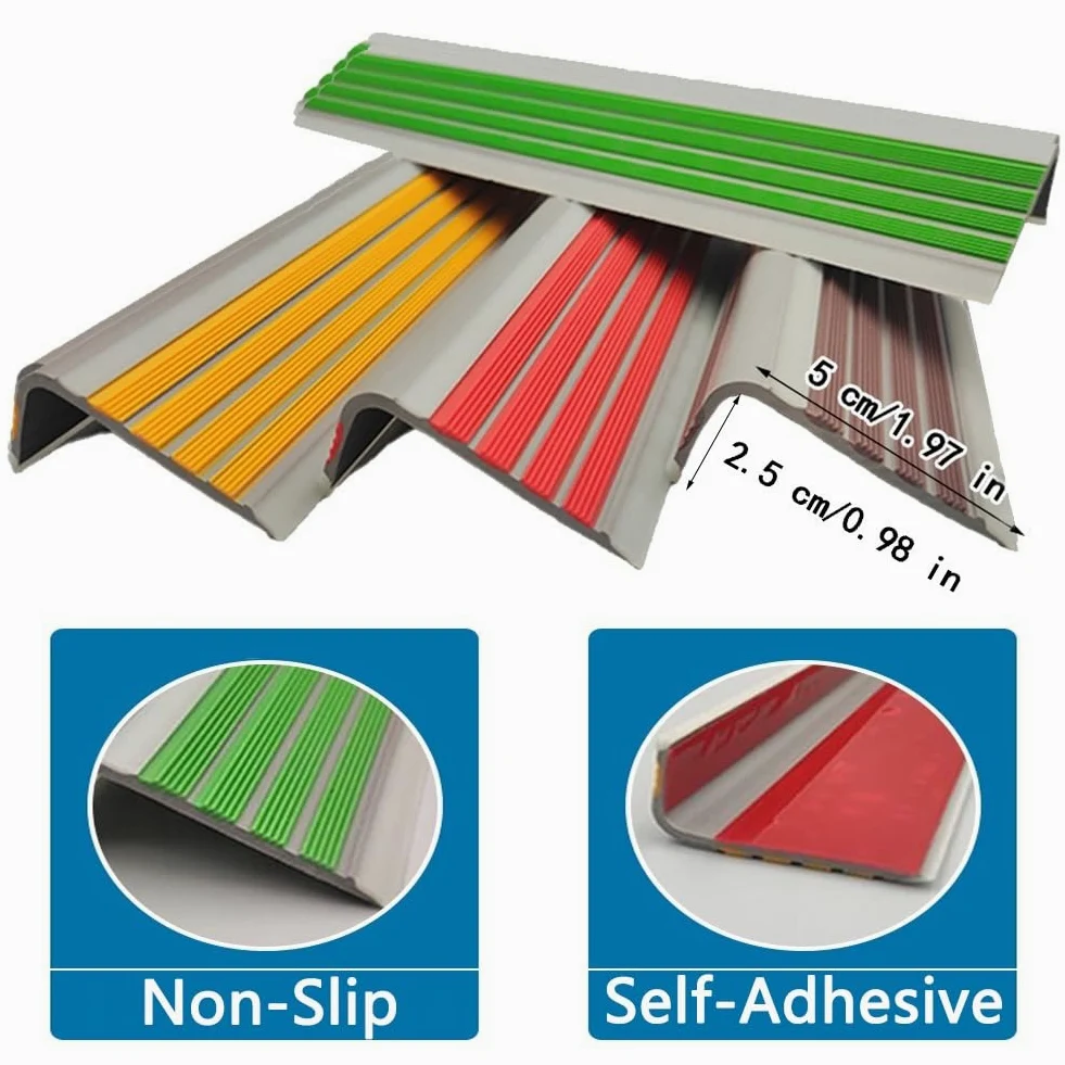Protezione autoadesiva per bordi scale, 5 x 2,5 cm, per interni ed esterni, stacca e attacca, lunghezza 30 m, soluzione sicura per pavimenti
