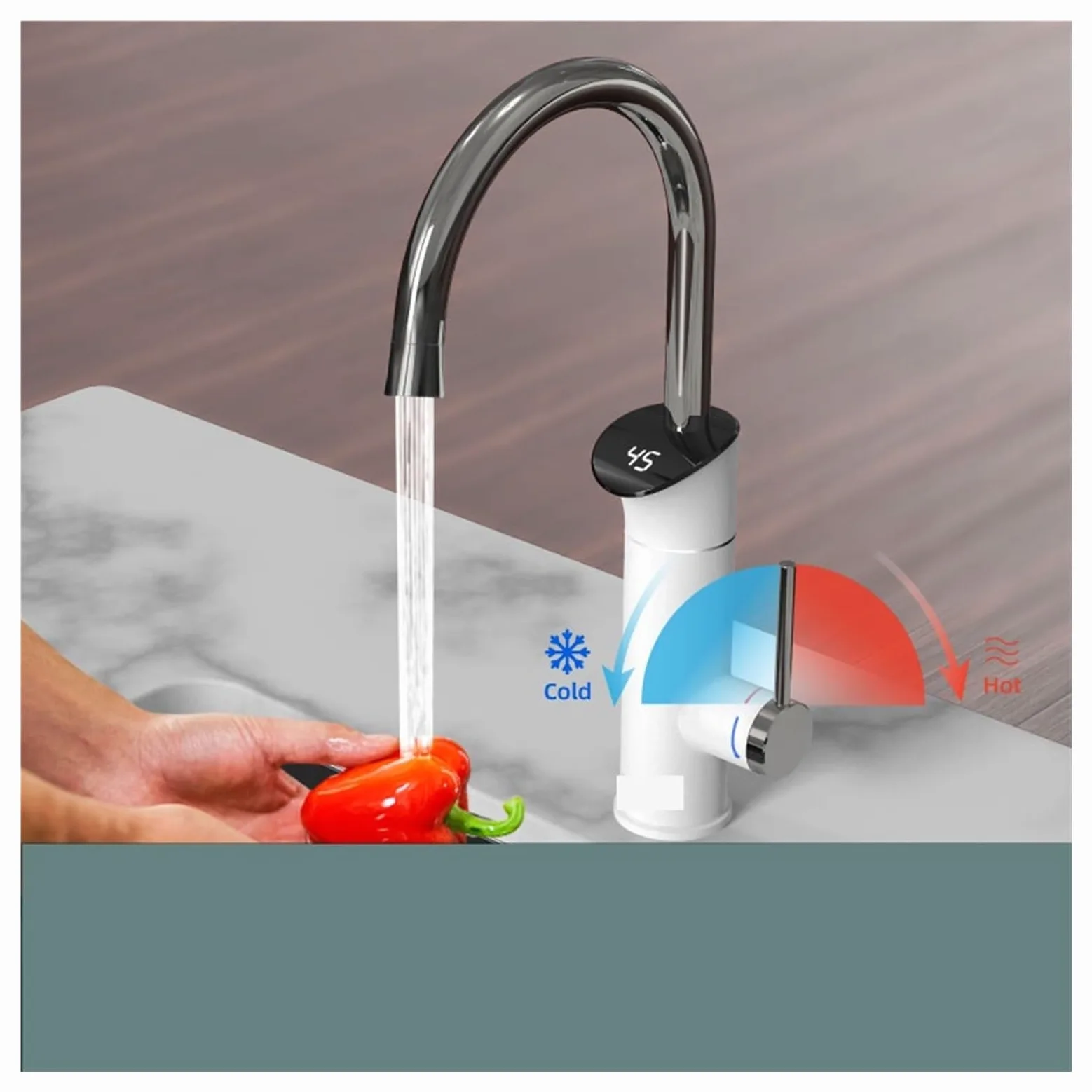 Scaldabagno elettrico Rubinetto da cucina for acqua calda istantanea 2 in 1 Scaldabagno senza serbatoio Rubinetto for riscaldamento rubinetto elettrico(Szary)