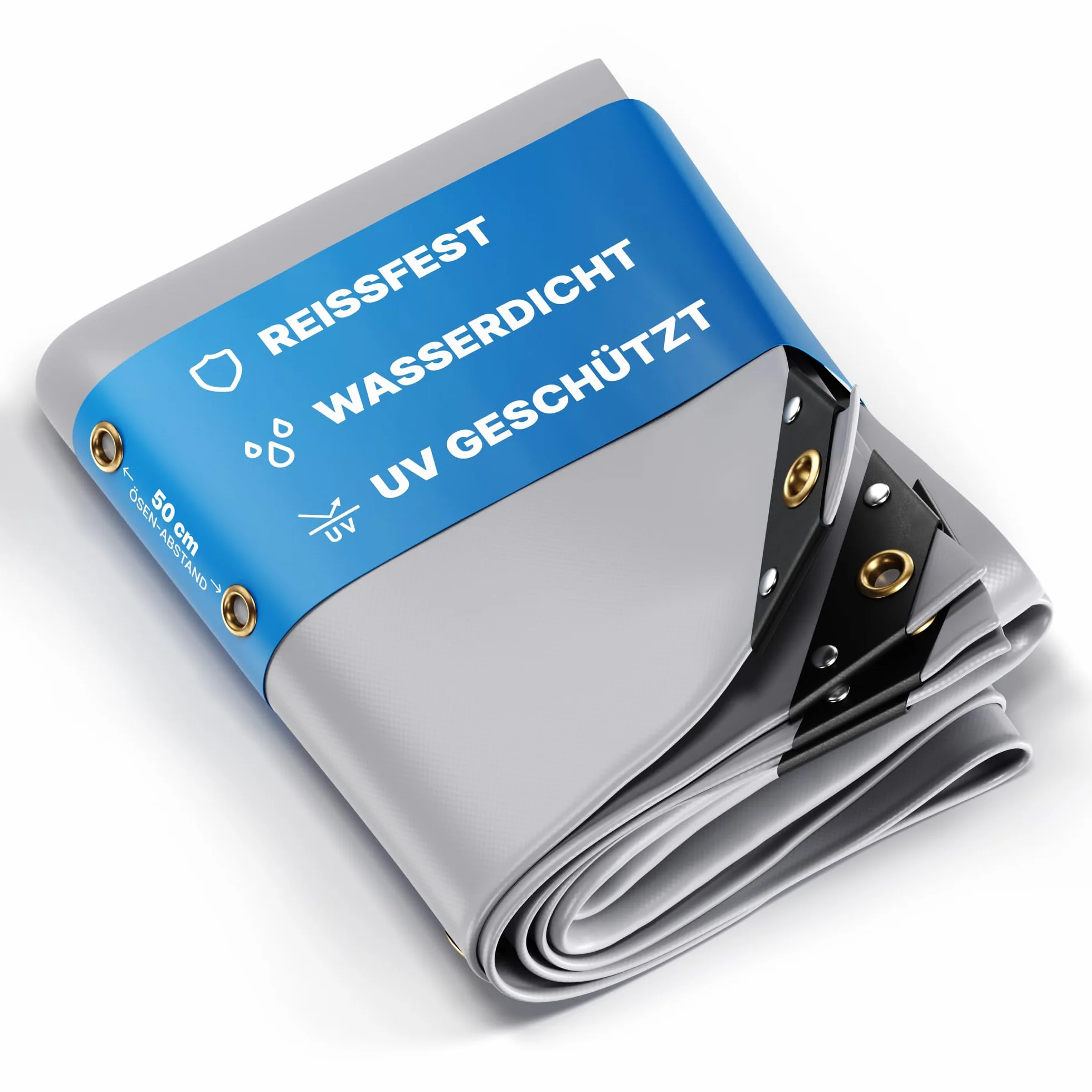 NEMAXX® Telo di copertura 650 g/m² 3x4 m (12 m²) Grigio – telo in tessuto PVC antistrappo, 100% impermeabile e resistente ai raggi UV, occhielli in ottone – per camion, legna, piscina e giardino