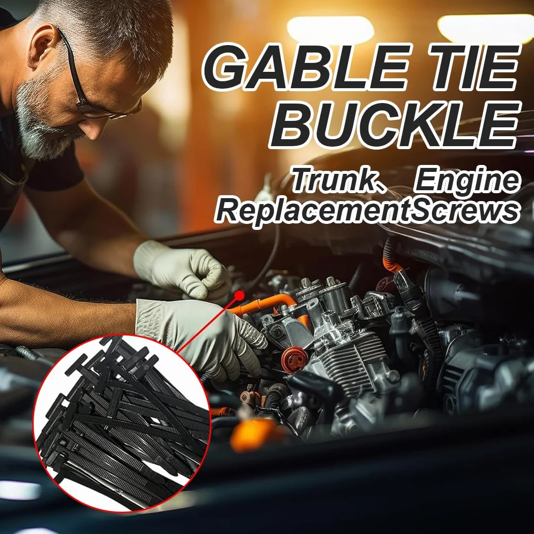 50 Pezzi Nylon Universal Cable Tie Buckle, Fascette Autobloccanti Resistenti UV per Auto