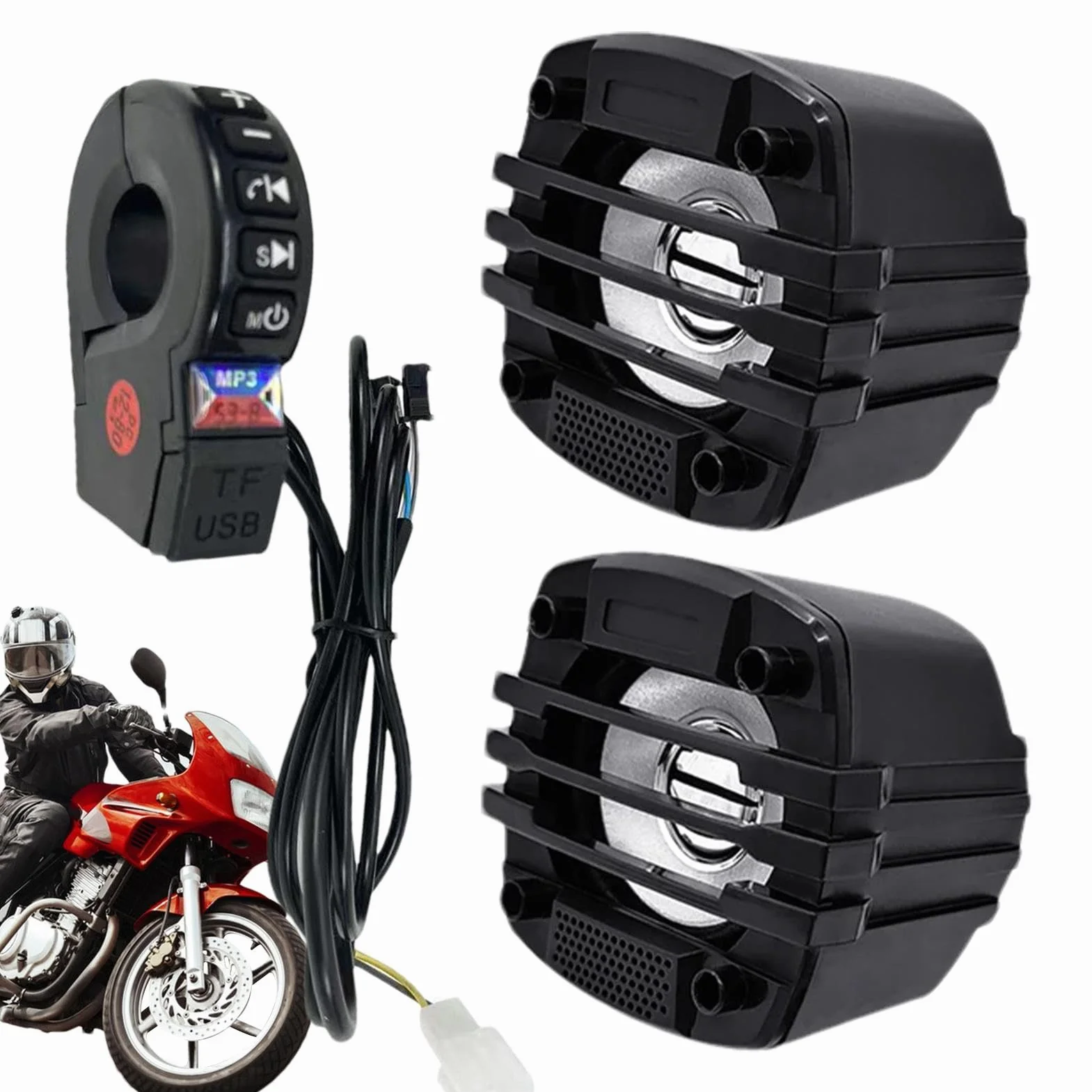 Radio per moto, altoparlante da manubrio, altoparlante audio per montaggio al manubrio, impianto stereo Hi-Fi, di amplificazione audio resistente alle intemperie, per uomo e donna
