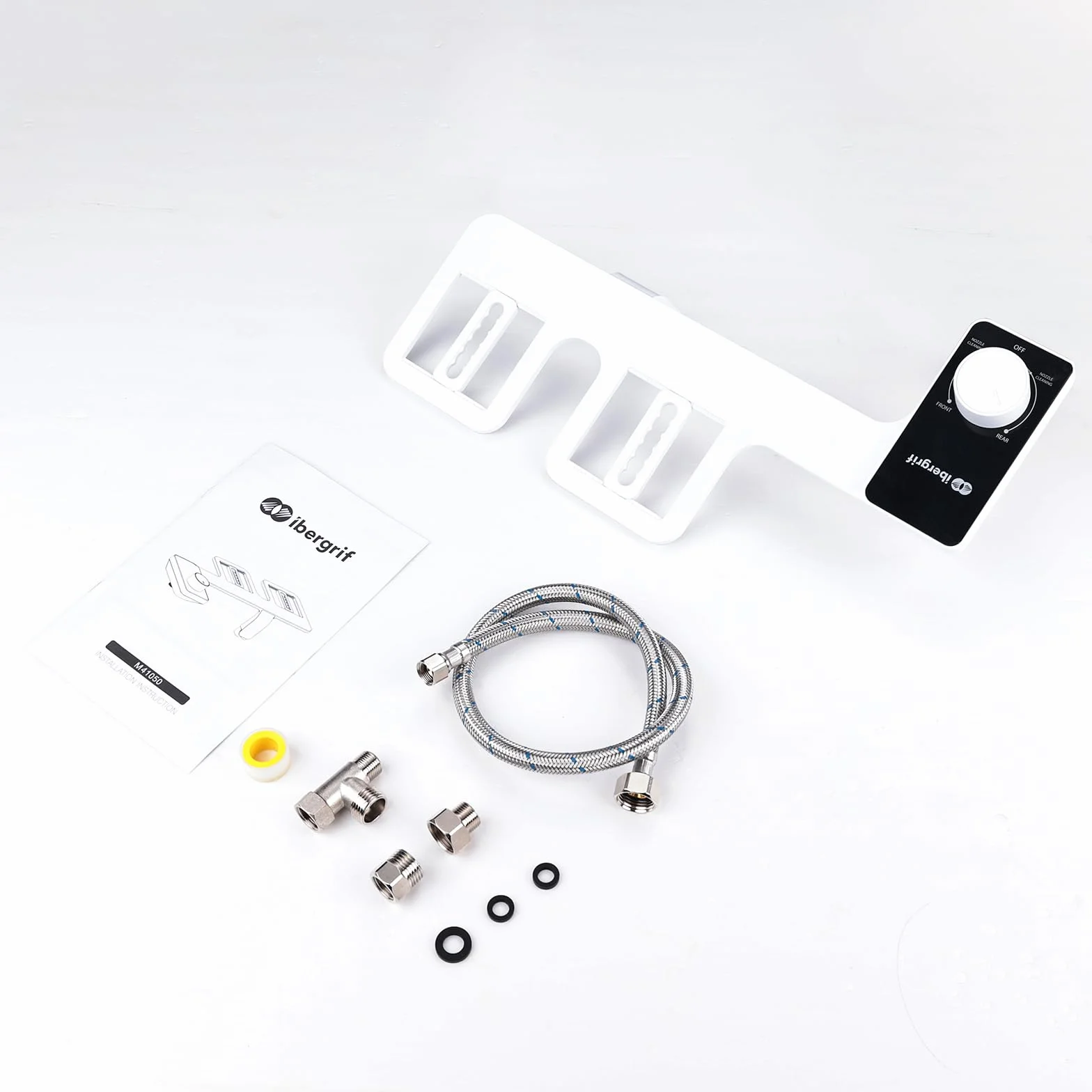 Ibergrif M41050 Bidet Portatile per WC Non Elettrico con Doppia Bocchetta a Scomparsa, Pressione Regolabile