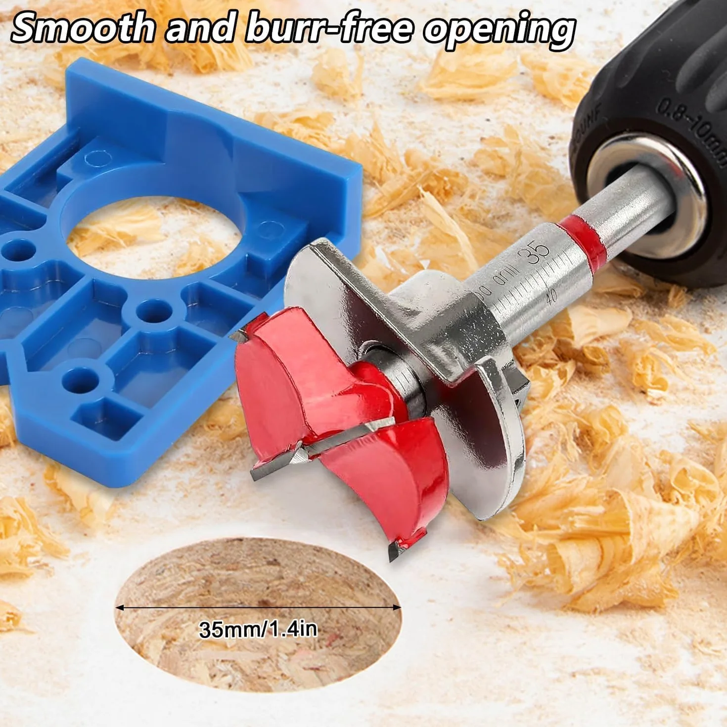 Set Punte per Cerniere Nascoste 35 mm Forstner Legno Trapano Regolabile Dima Cerniere a Scodellino
