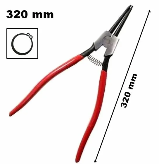 PINZA DRITTA AD ESPANSIONE EXTRA LUNGA PER ANELLI ELASTICI SEEGER 320 mm IN ACCIAIO FORGIATO