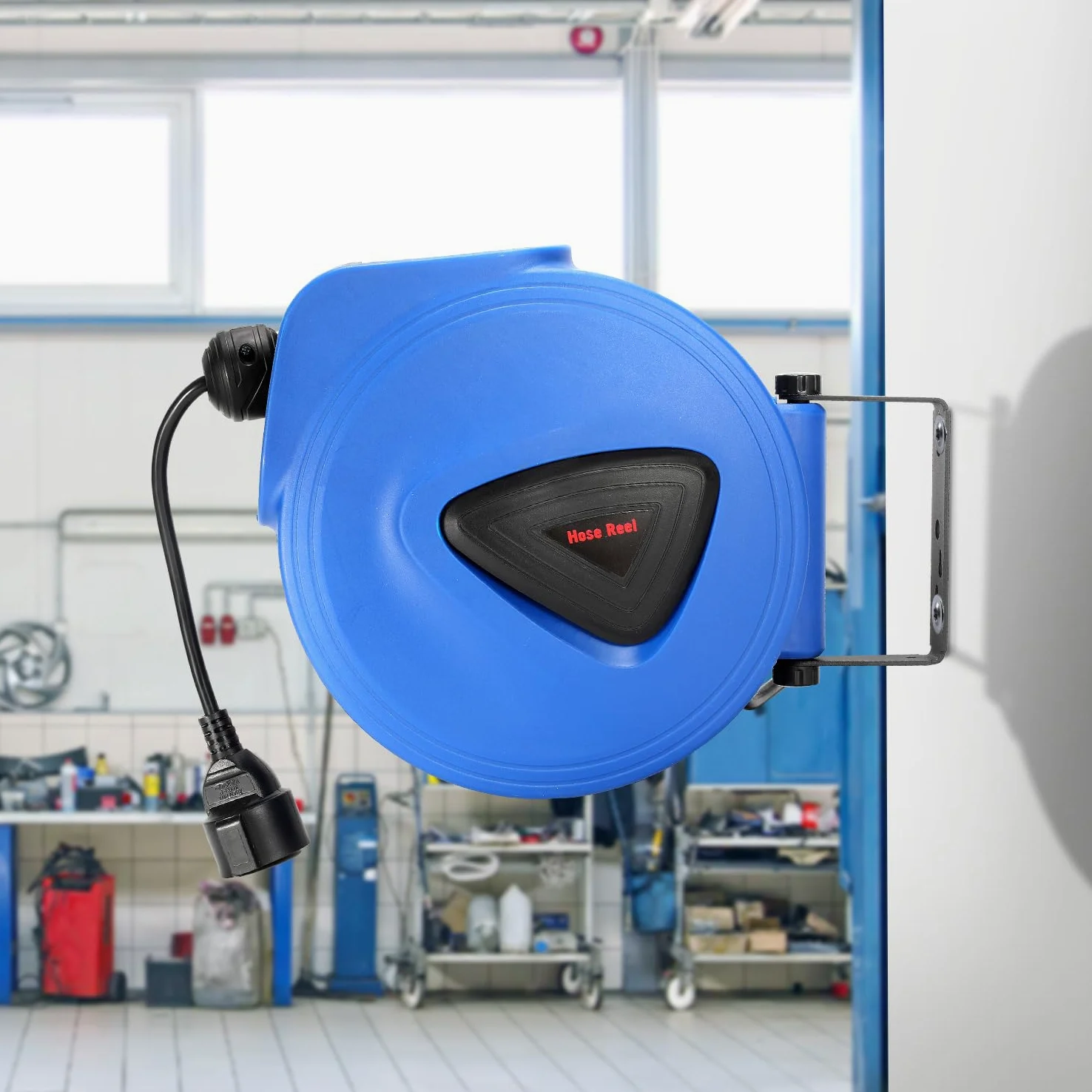 Avvolgicavo automatico, 20 m + 1,5 m, montaggio a parete, girevole a 180°, avvolgicavo automatico per officina e stoccaggio, con funzione di arresto, spina singola