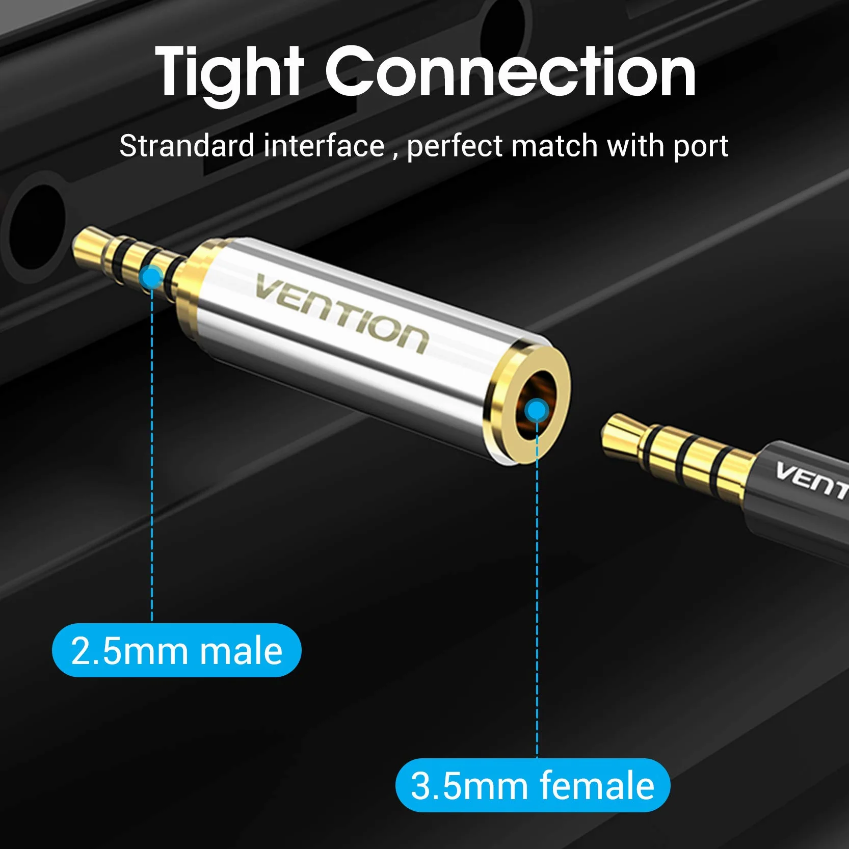 VENTION Convertitore adattatore audio da 3,5 mm femmina a 2,5 mm maschio, qualità premium, cuffie auricolari da 2,5 mm a 3,5 mm, jack stereo o mono a 3 anelli (2 pezzi)