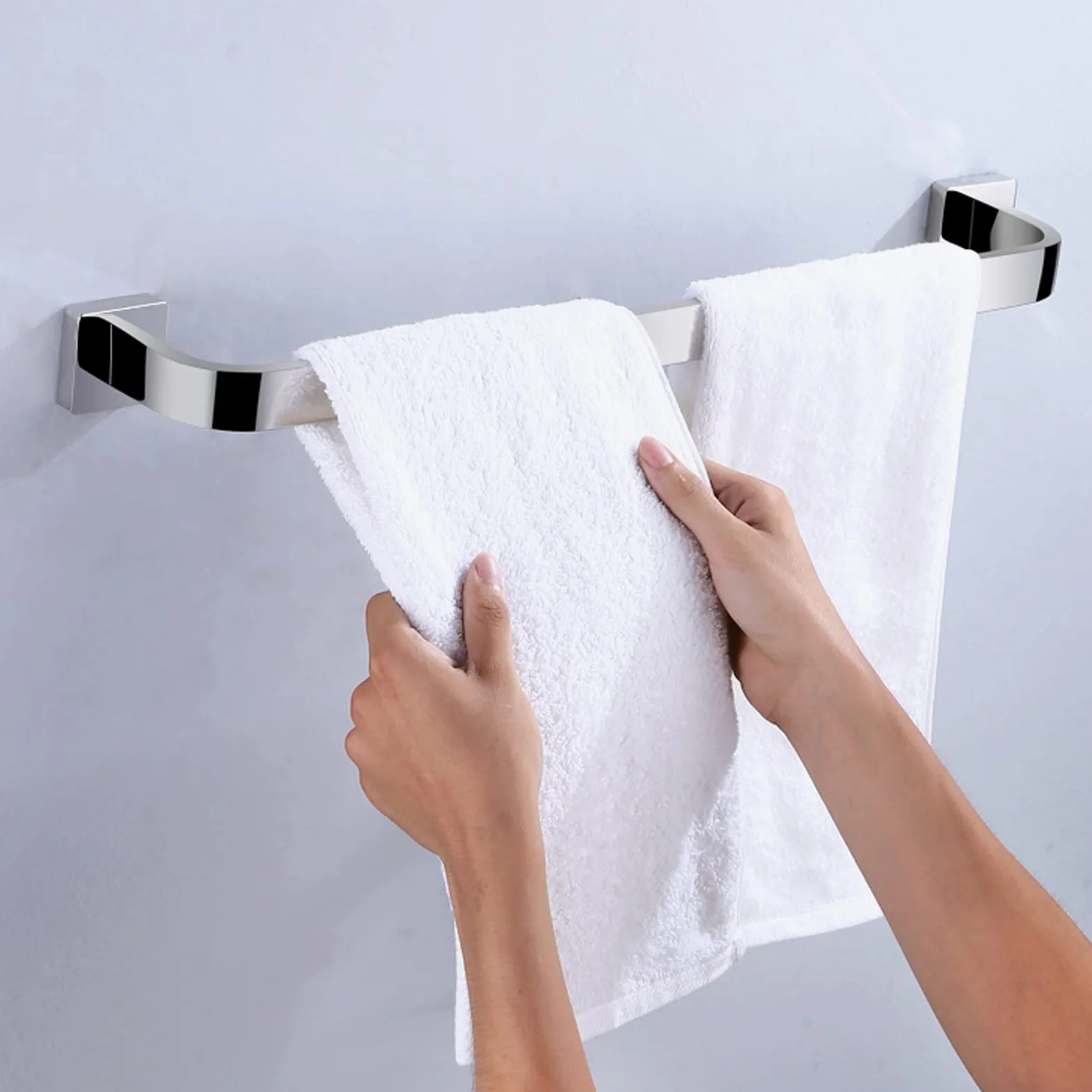 Portasciugamani Singolo a Parete, portasciugamani Quadrato, portasciugamani di Grandi Dimensioni in Acciaio Inossidabile SUS304, per Accessori da Bagno e Cucina, 50cm-100cm, Argento (dimensi