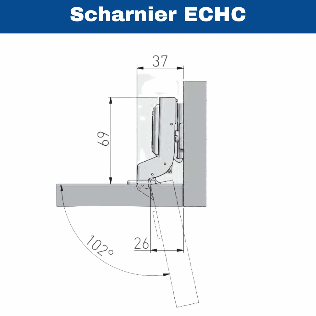 GTV Cerniera Idraulica ECHC per Mobili, Chiusura Ammortizzata, Regolazione 3D, Montaggio Clip-On, per Anta a Sormonto Interno, Diametro 35 mm, Nichel