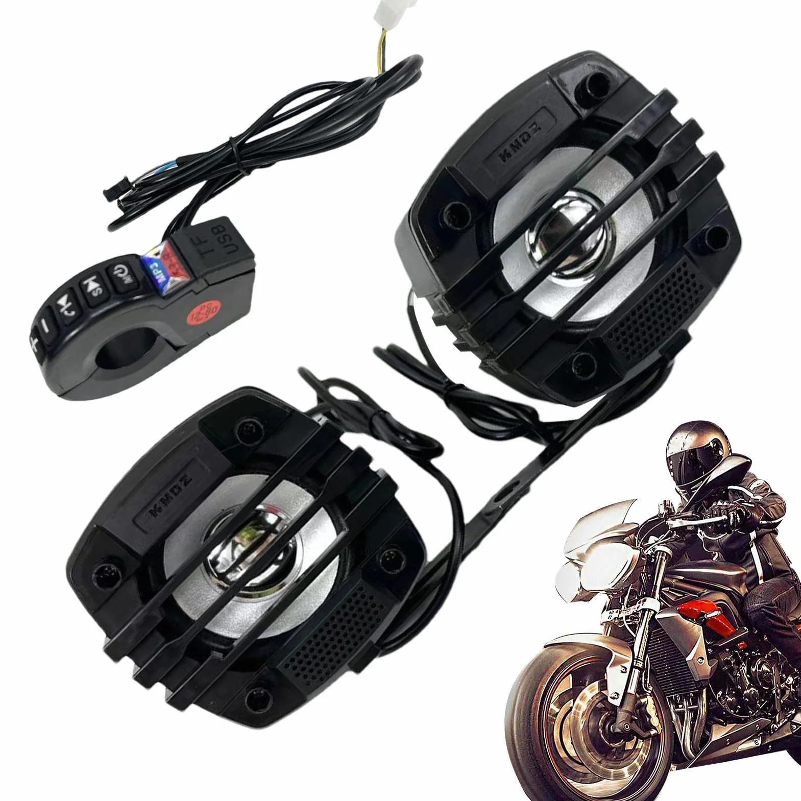 Altoparlante da manubrio,Altoparlanti per moto, Altoparlanti per montaggio su manubrio del audio, Amplificatore radio, di amplificazione audio, stereo per moto con audio HiFi per ATV e UTV