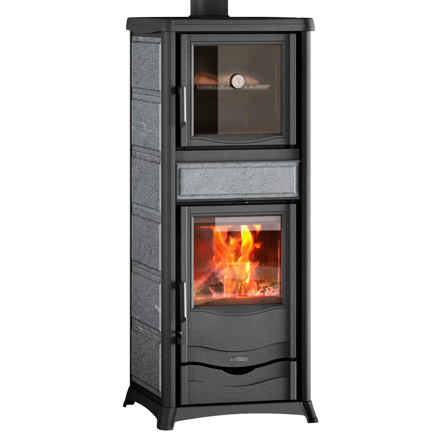 La Nordica Rossella Plus Forno 165 - Stufa a legna da 9,4 kW, con vano forno, diametro 130 mm, attacco per tubo di fumo, attacco esterno dell'aria