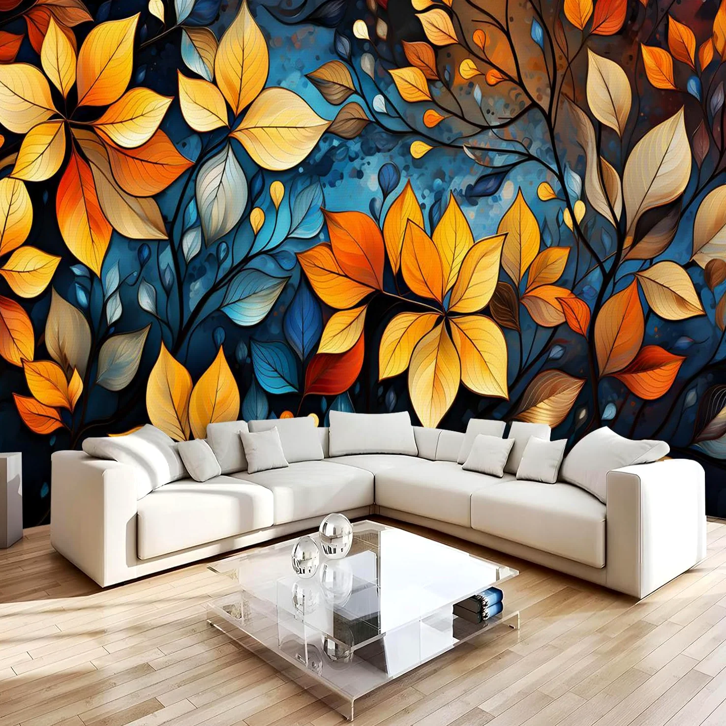Carta da parati effetto 3D Astratto Floreale 350 x 256 cm Murale Non Tessuto Colorato Retrò Artistico Fotomurale Stampa HD Moderna Poster Per Soggiorno E Camera Da Letto Design 2M1203