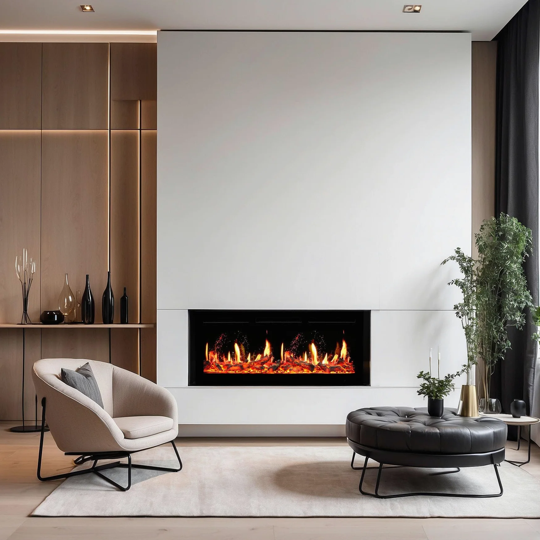 V-Art, camino elettrico da parete con schermo LCD, effetto fiamma realistico, 5 colori, stufa con tecnologia di visualizzazione delle fiamme 5D (127 cm)